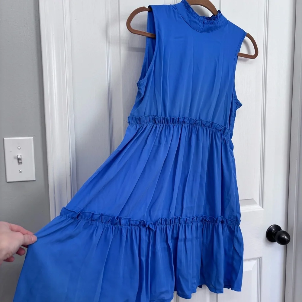 Blue Tiered Ruffle Dress | RACHEAL S - Picture 5 of 11